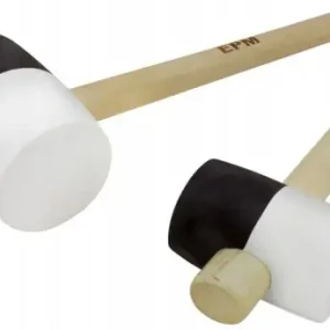 Oferta limitowana MŁOTEK GUMOWY CZARNO-BIAŁY DREWNIANA RĄCZKA 900G